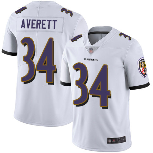 Baltimore Ravens Limited White Men Anthony Averett Road Jersey NFL Football #34 Vapor Untouchable->youth nfl jersey->Youth Jersey